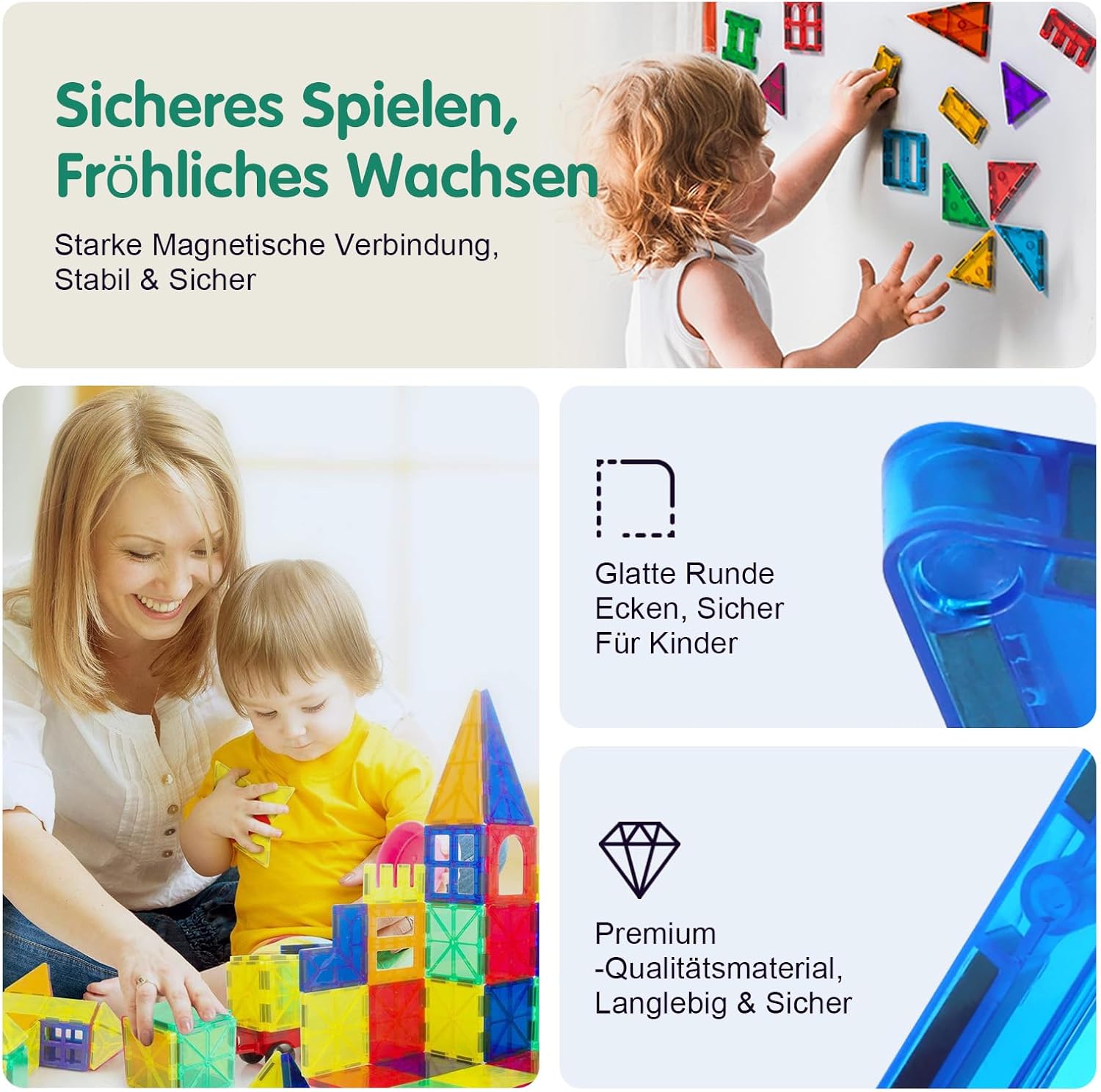 Detalle de SURFOU Costruzioni Magnetiche 58 Pezzi: blocchi da costruzione STEM per bambini 3–7 anni