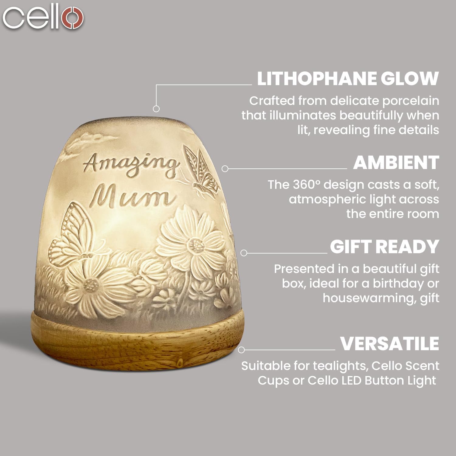 Thumbnail 2 de Cello Porcelain Tall Tealight Holder Dome (Teal) with 3D Projection for LED or Wax Candle