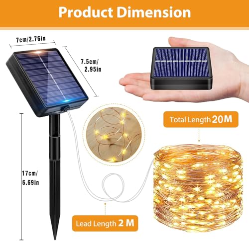 Detalle de HELANYE Guirnalda LED Solar Exterior 2Pack 22M: luz cálida y flexible para jardín