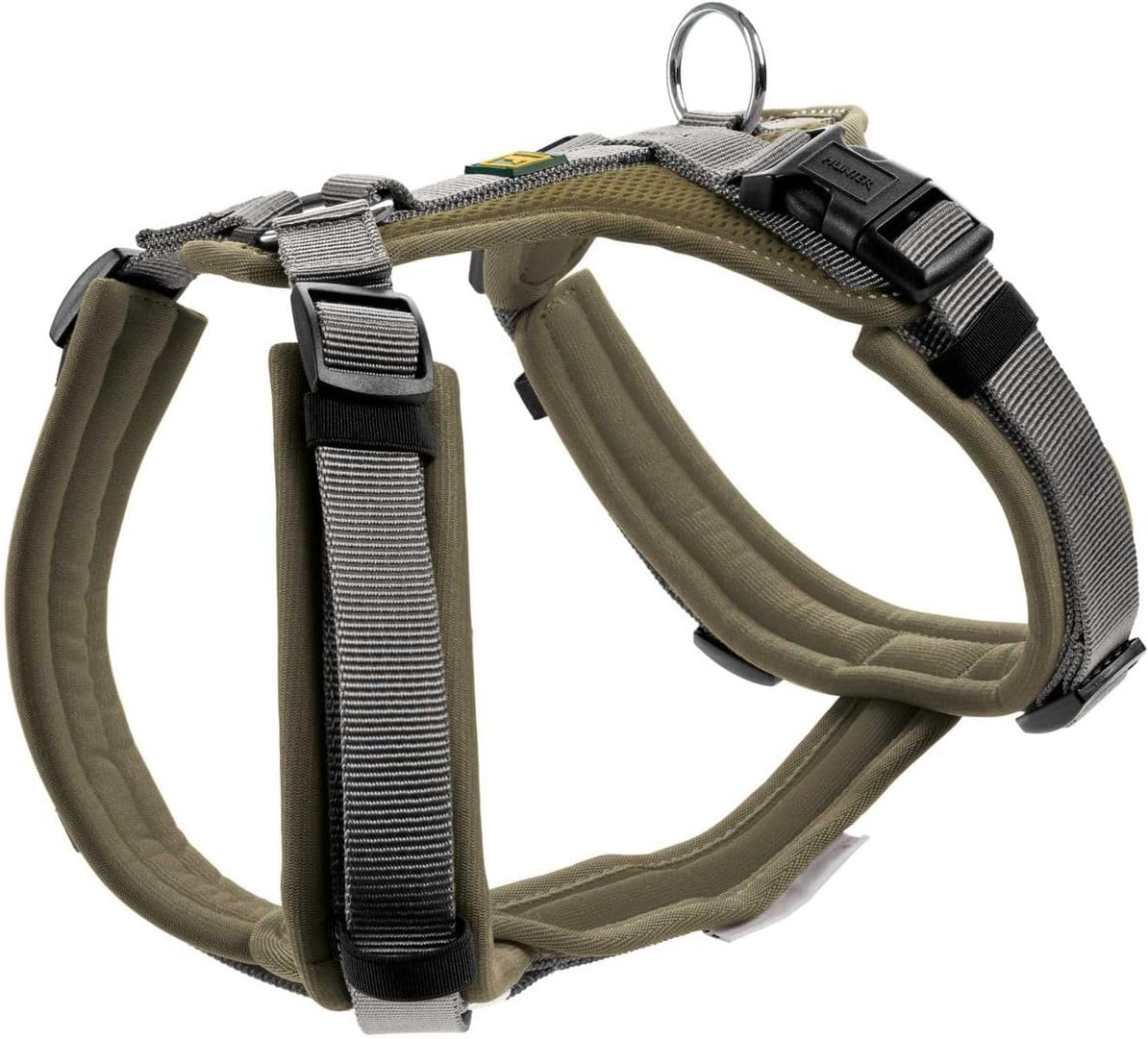 Detalle de HUNTER Geschirr Maldon Oliv/Grau XS – robustes Y-Geschirr aus Nylon mit Komfortpolsterung