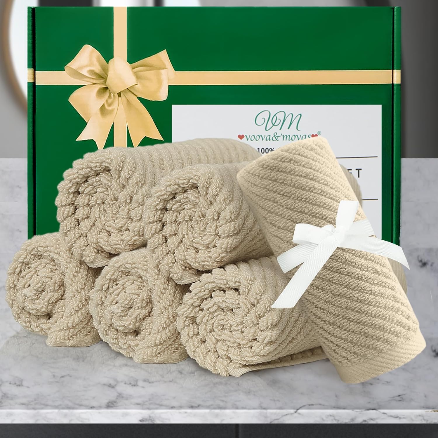 Thumbnail 4 de VOOVA & MOVAS Beige Face Cloths 6pc, 13"x13"