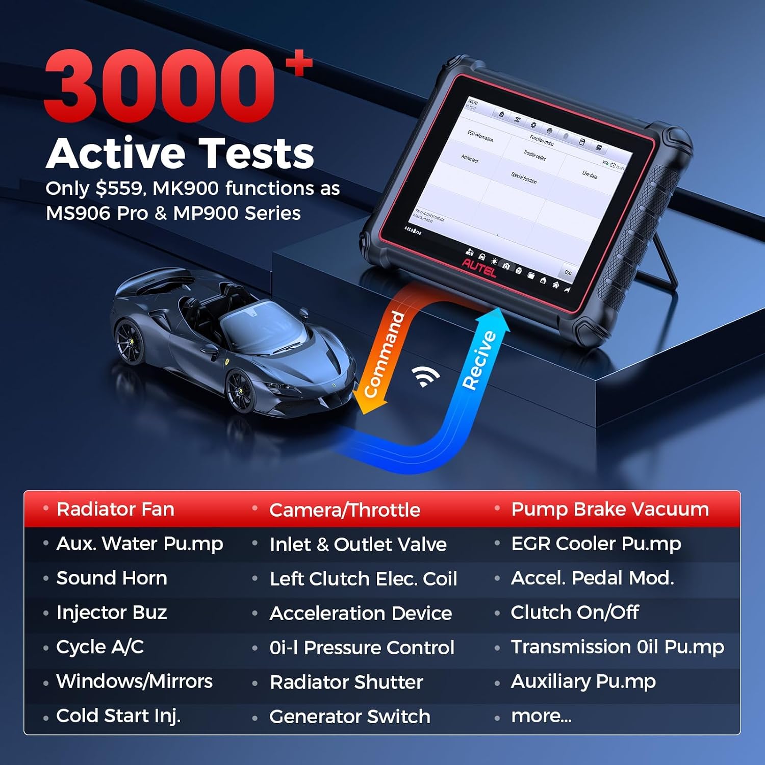 Detalle de Autel MaxiCOM MK900 Bidirectional Diagnostic Scanner with 8-Inch Display, CAN-FD & DoIP