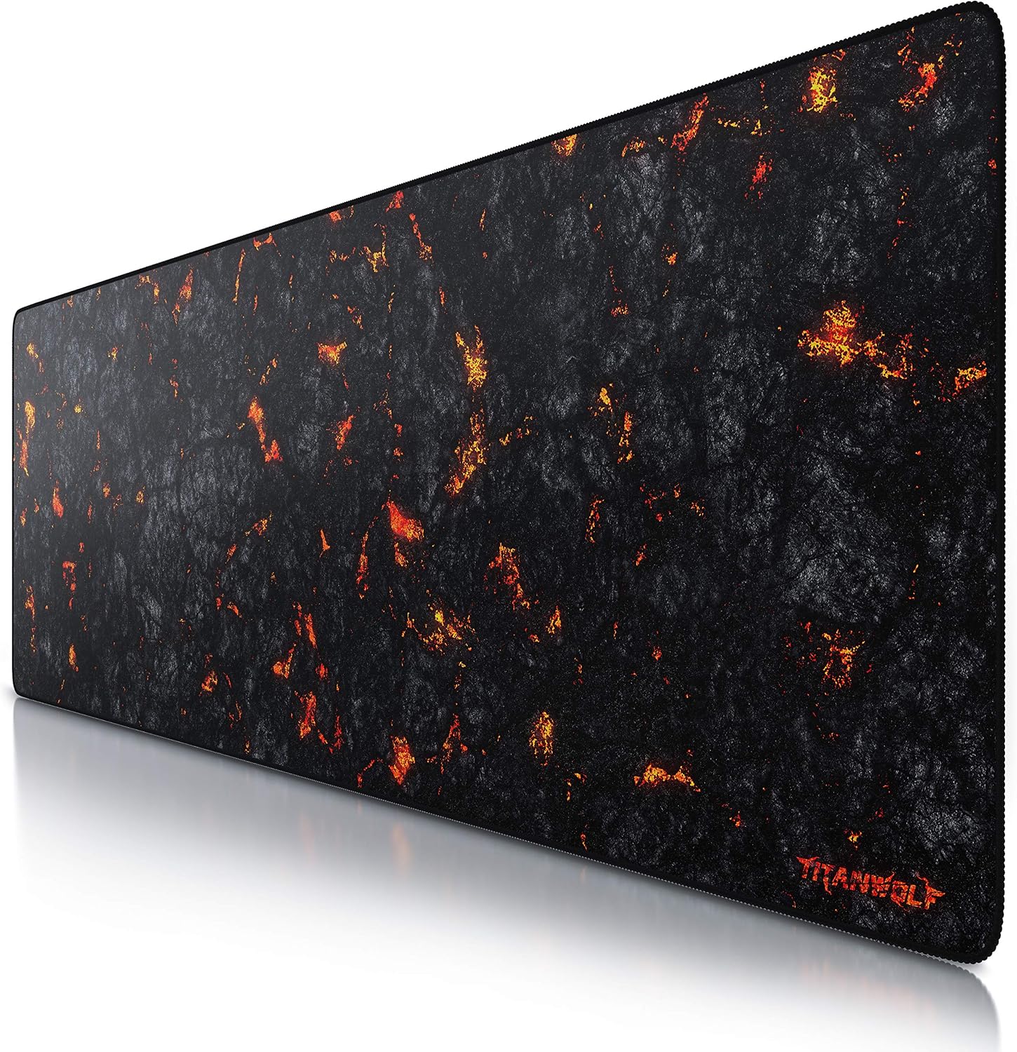 Detalle de TITANWOLF Gaming-Mauspad „Titanwolf Lava“ (1200x400 mm) – XXXL Übergröße für mehr Platz und präzise Maussteuerung