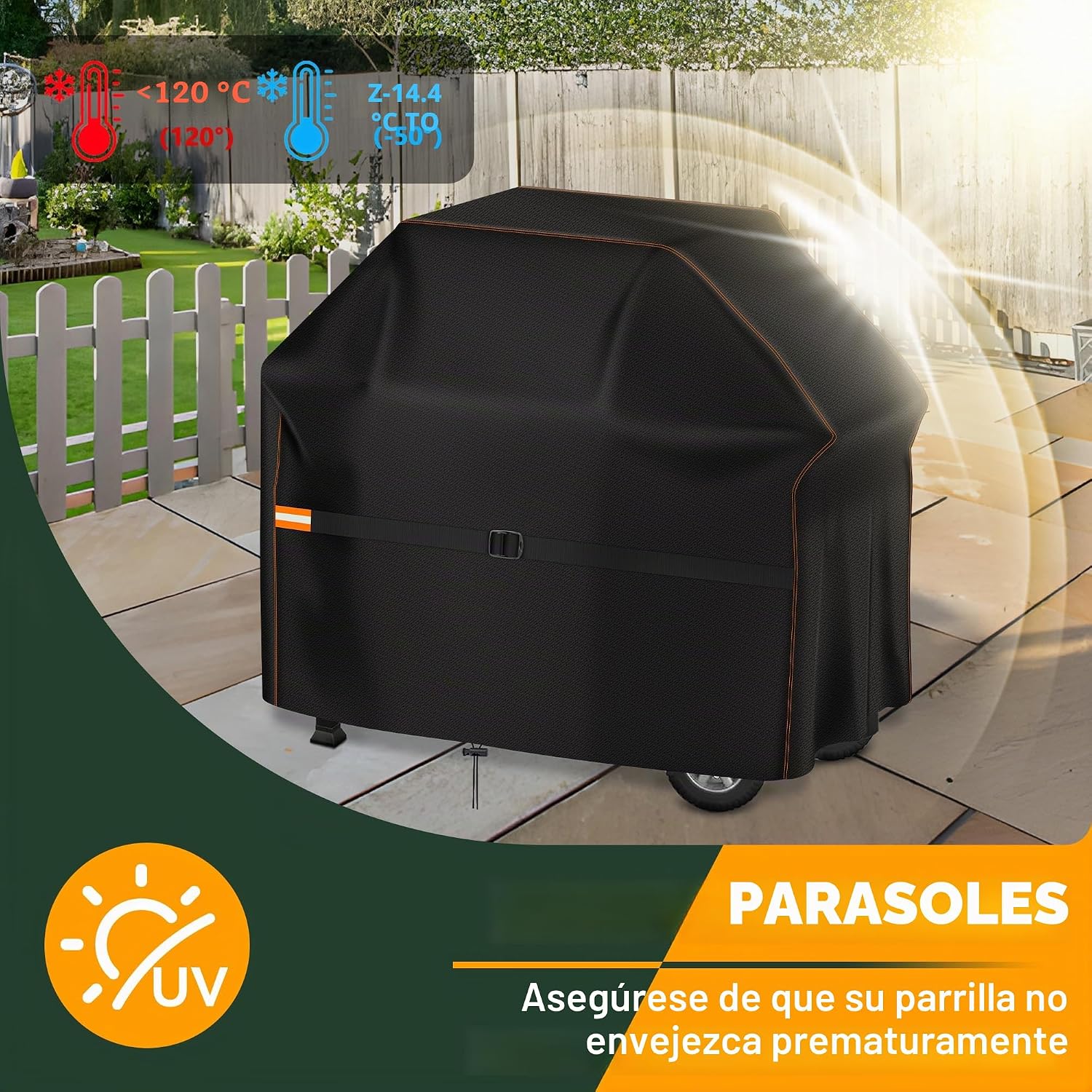 Thumbnail 2 de Enzeno Cubierta para Barbacoa Resistente a la Intemperie 145x61x120 cm – Negro
