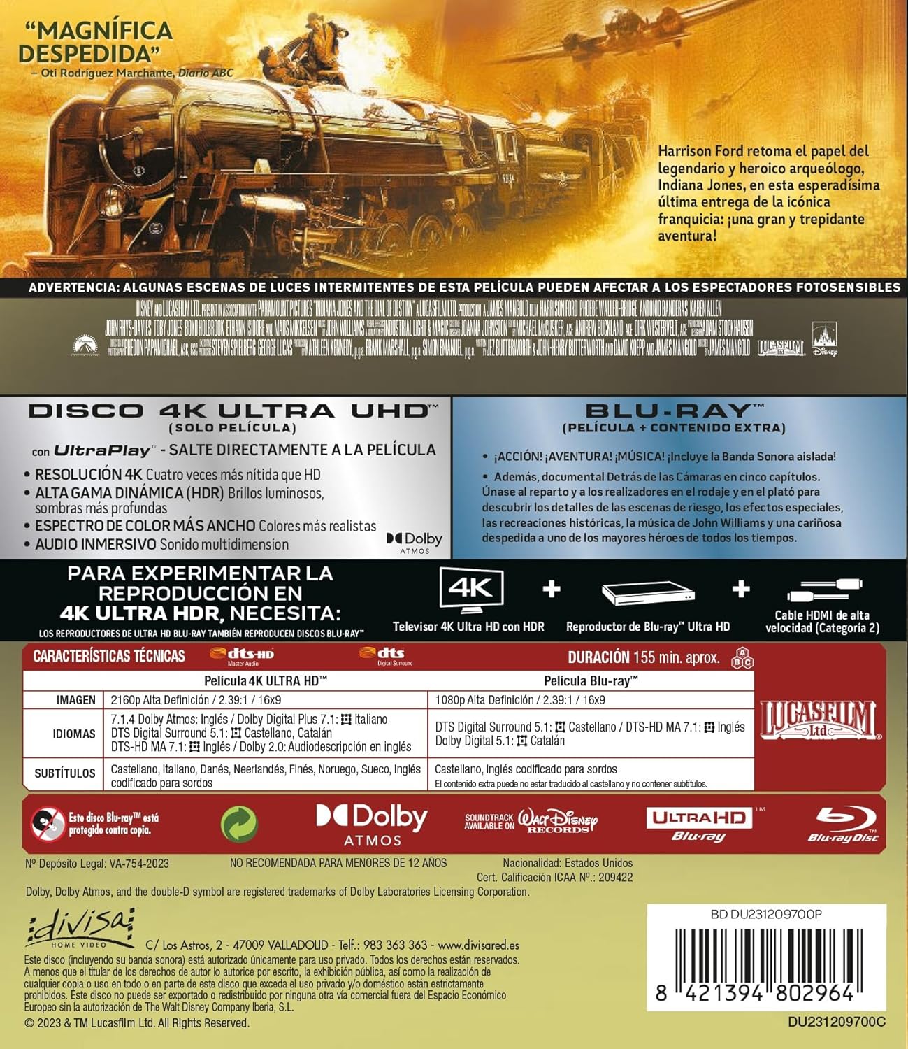 Detalle 2 de Divisa HV Indiana Jones Destino 4K