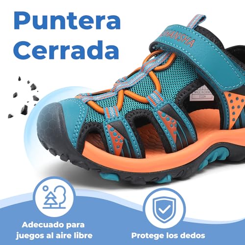 Detalle de Mishansha Sandalias de Verano para Niños con Puntera Cerrada – Azul, 28