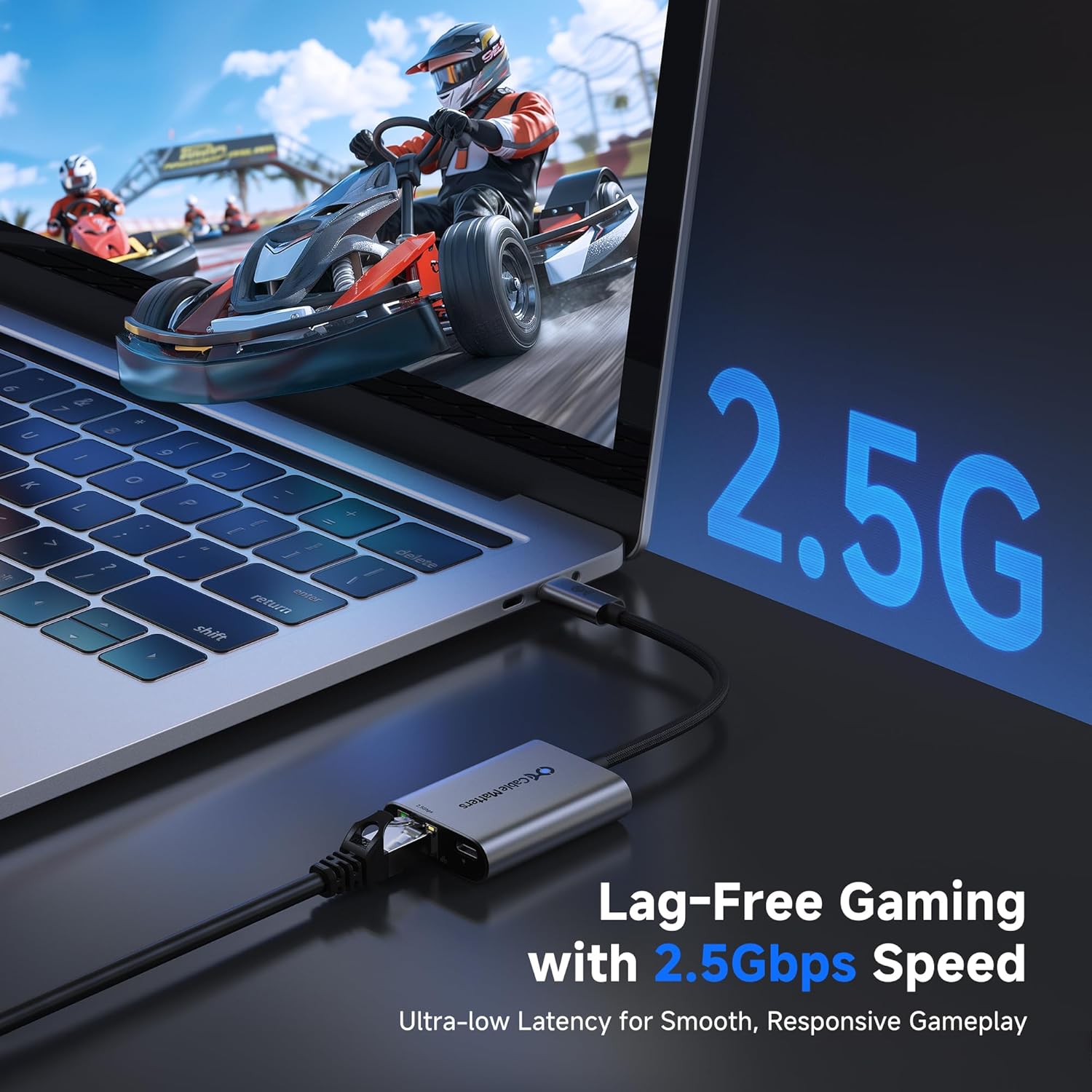 Thumbnail 2 de Cable Matters USB C to 2.5Gb Ethernet Adapter with 140W Charging