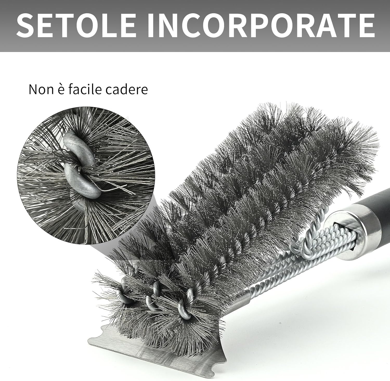 Thumbnail 3 de Spazzola per barbecue 3 in 1 in acciaio inox AUXHCYL con raschietto e manico isolato, larghezza 45,5 cm