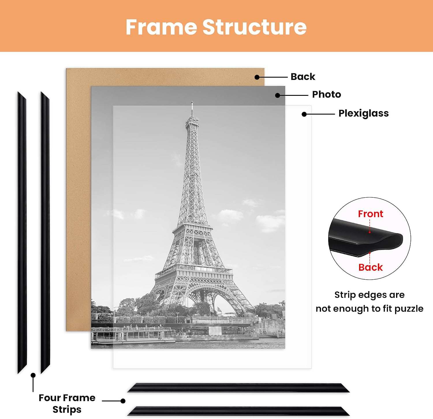 Detalle 1 de upsimples PFUP0440AMUS 24x32 Poster Frames, Black, 3-Pack