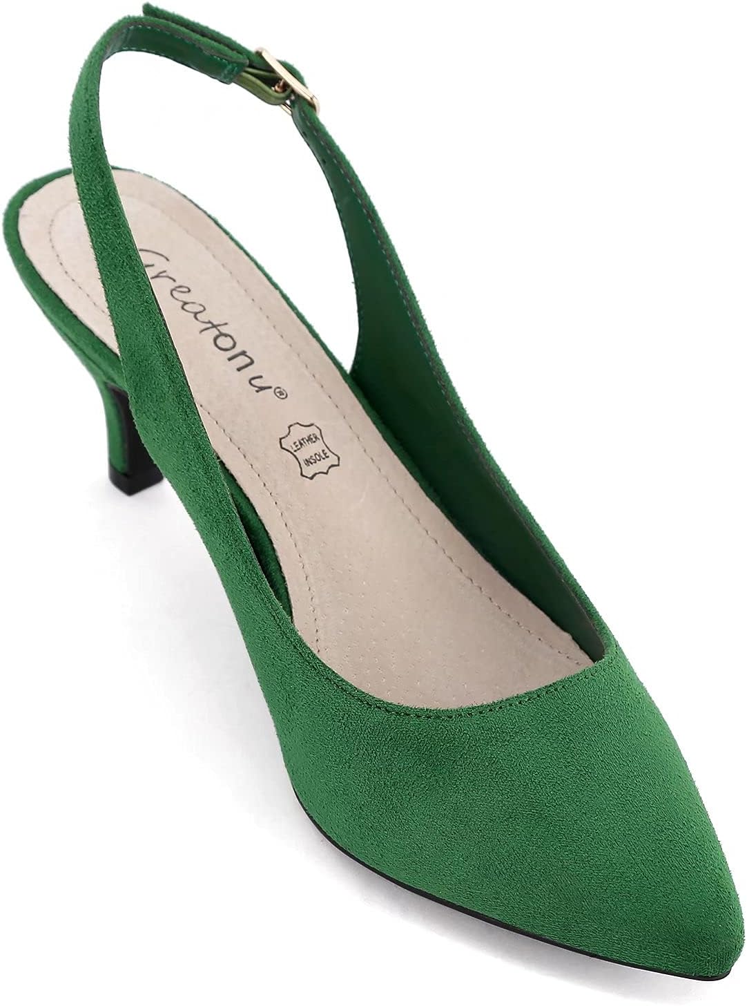 Detalle 2 de Greatonu Pointed Toe Slingback Kitten Heels: Classic, Comfortable Office to Wedding Shoes