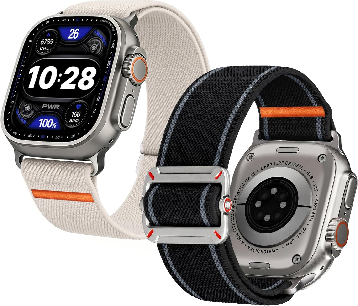Detalle de Fullmosa 2 Pezzi Cinturino Elastico Nylon per Apple Watch Ultra 3/2/1 to 42–49 mm