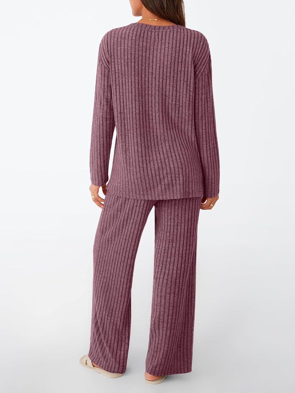 Detalle de LILLUSORY Women's Two-Piece Lounge Set, Ribbed Knit, Stretch Fabric, Pockets