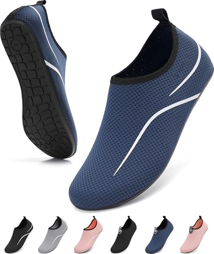 Detalle de VOLHAL Badeschuhe Damen & Herren Blau, Größe 41 EU – Wasserschuhe mit rutschfester Sohle