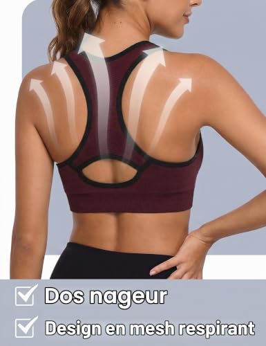 Detalle 2 de Brassière de sport Sykooria avec coussinets amovibles, rouge – taille S