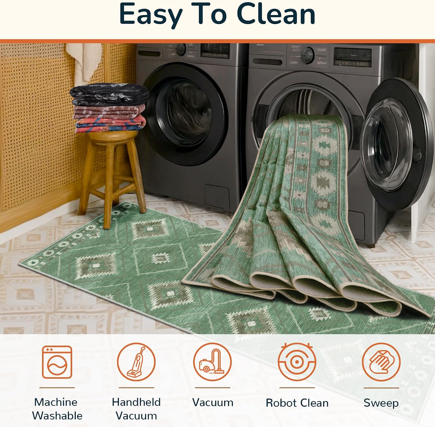 Detalle de BESTSWEETIE Area Rug 6x9 Machine Washable 🏠
