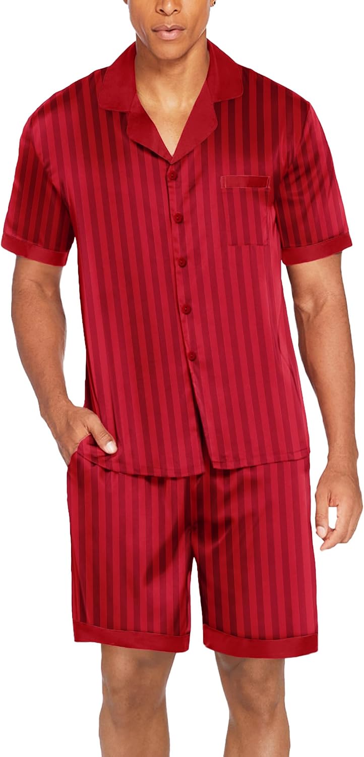 Detalle 1 de Ekouaer Men's Satin Pajama Set