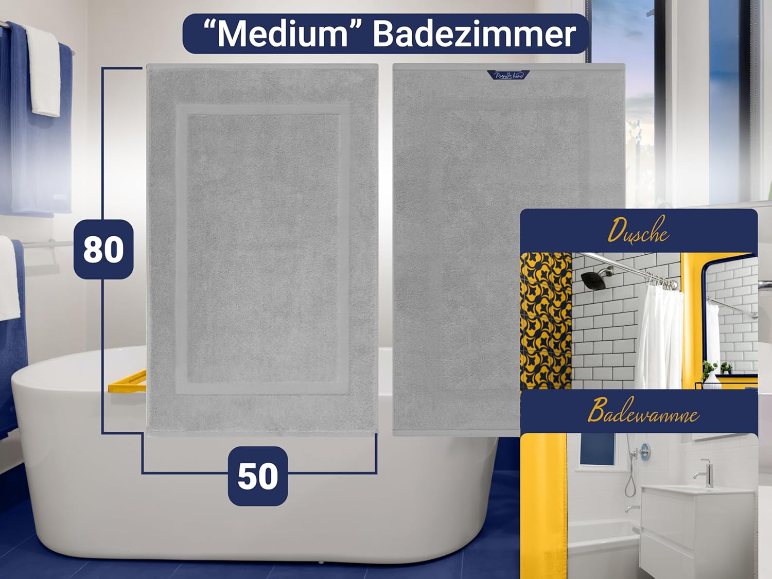 Thumbnail 2 de Tapis de douche classique Marie´s Home 1612.2351 – 50 x 80 cm, argenté
