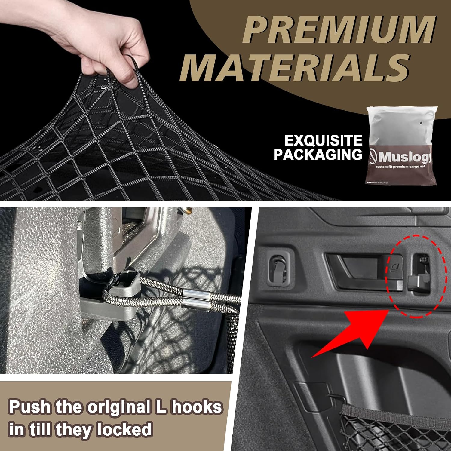 Detalle de Muslogy LockNflex Truck Bed Cargo Net for Subaru Outback (2015–2025) with Heavy-Duty Carabiners