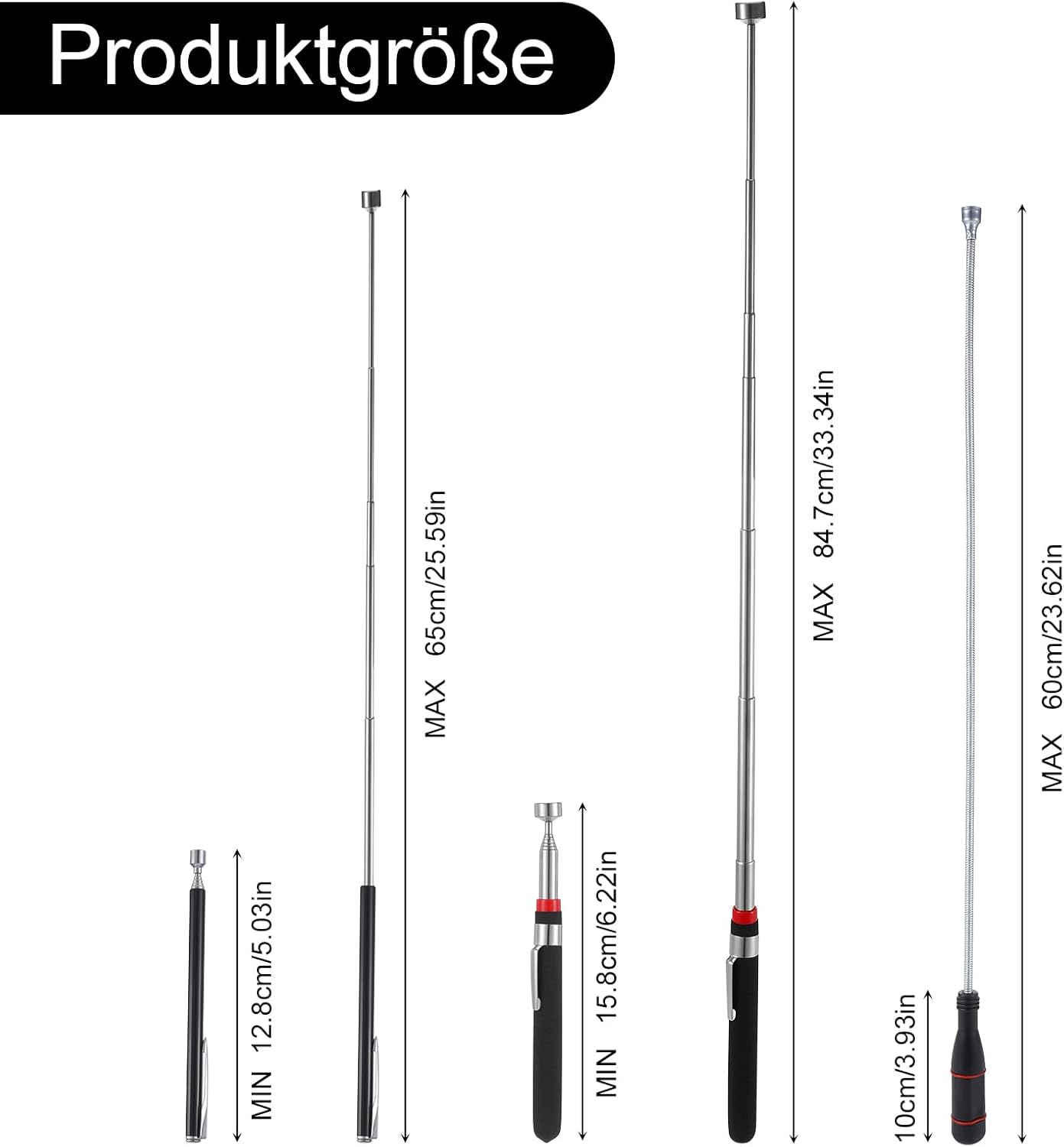 Thumbnail 1 de saerryor 3-Pack Telescopic Magnetic Pickup Tools with Pocket Clip – Flexible, Extendable Retrieval Set