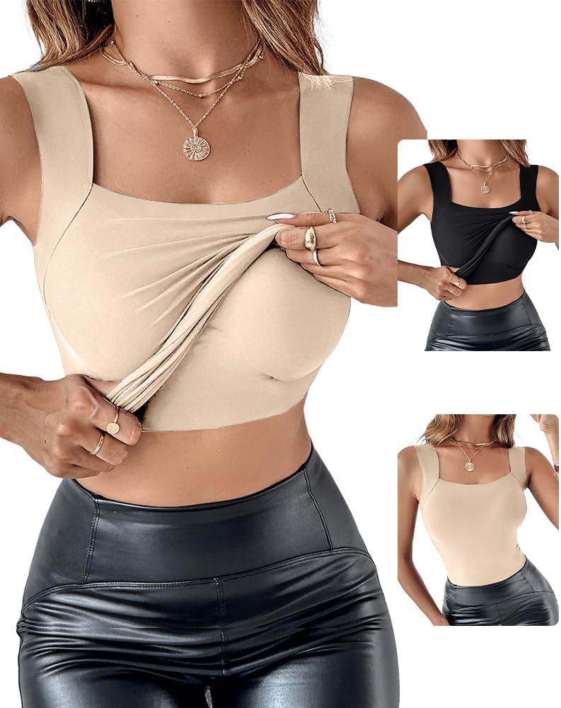 Detalle de CHICME Women’s U Neck Shapewear with Built-in Bra Tank Top