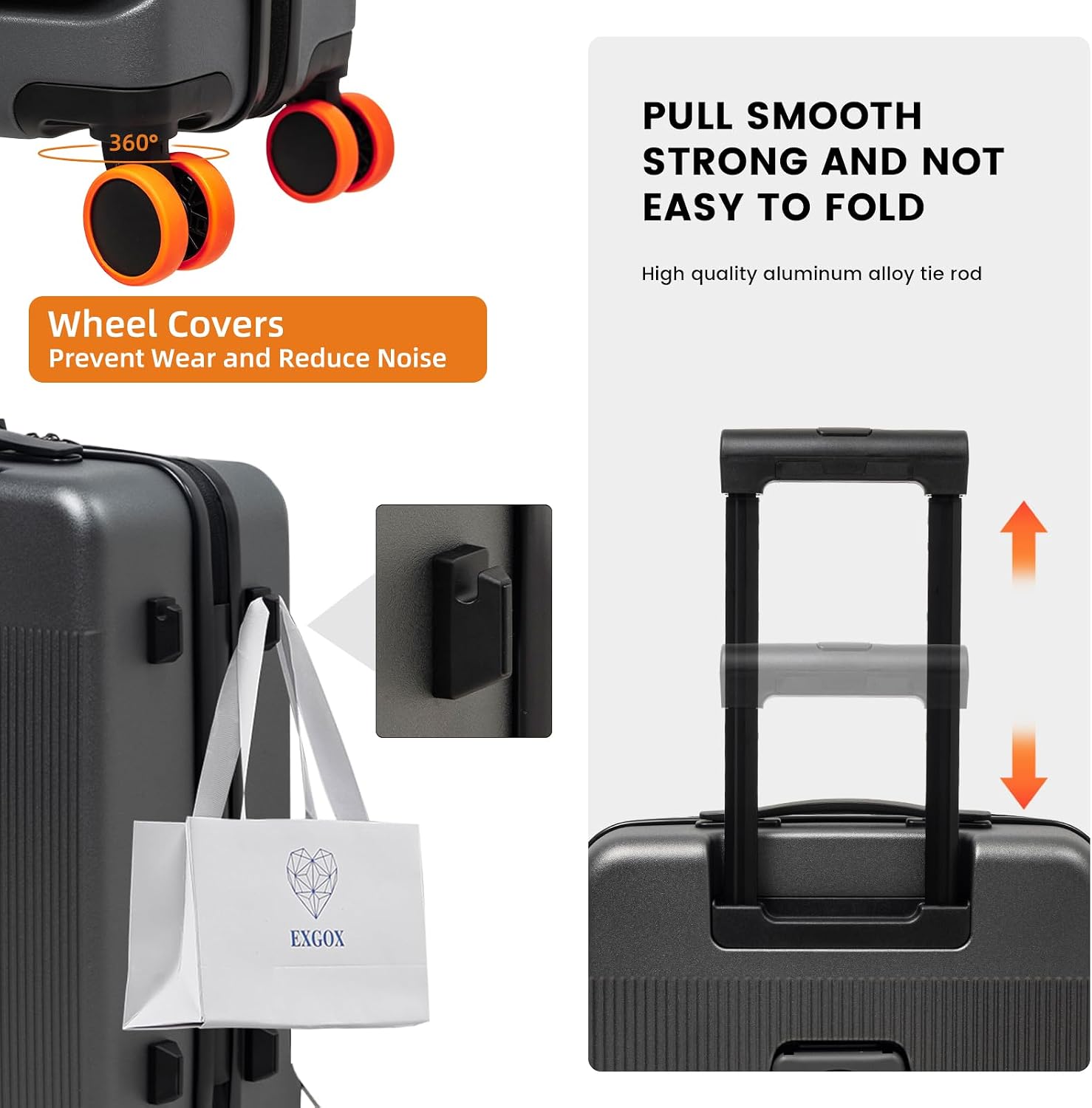 Detalle de HUIDA TECH Valise de cabine légère 20 pouces avec compartiment pour ordinateur, serrure TSA et chargement USB