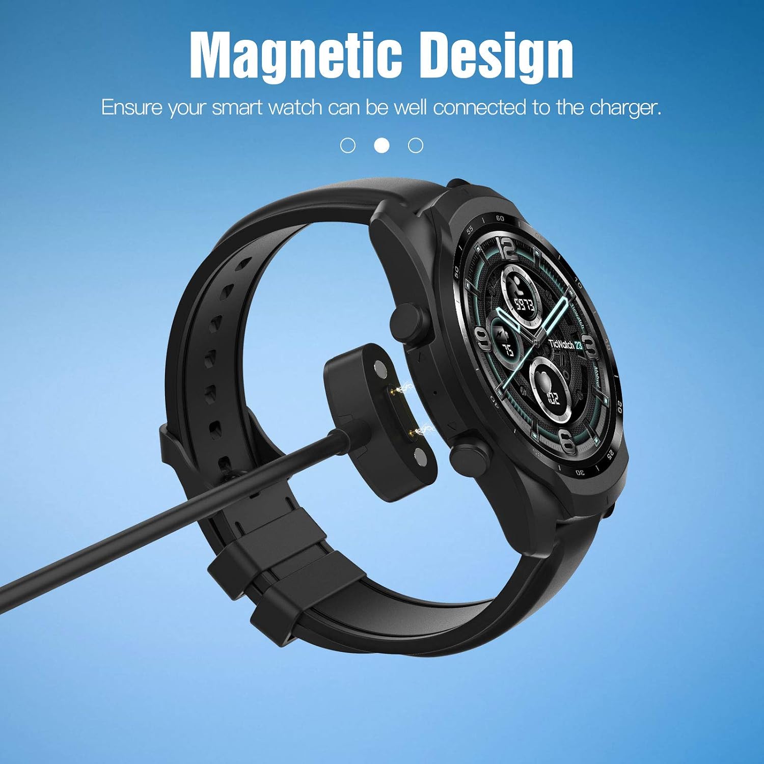 Detalle de TiMOVO Ladekabel: USB-Ladegerät für TicWatch Pro 5 / Pro 3 / Pro 3 LTE 2 – 2er-Set, 1 m, magnetische Ladestation