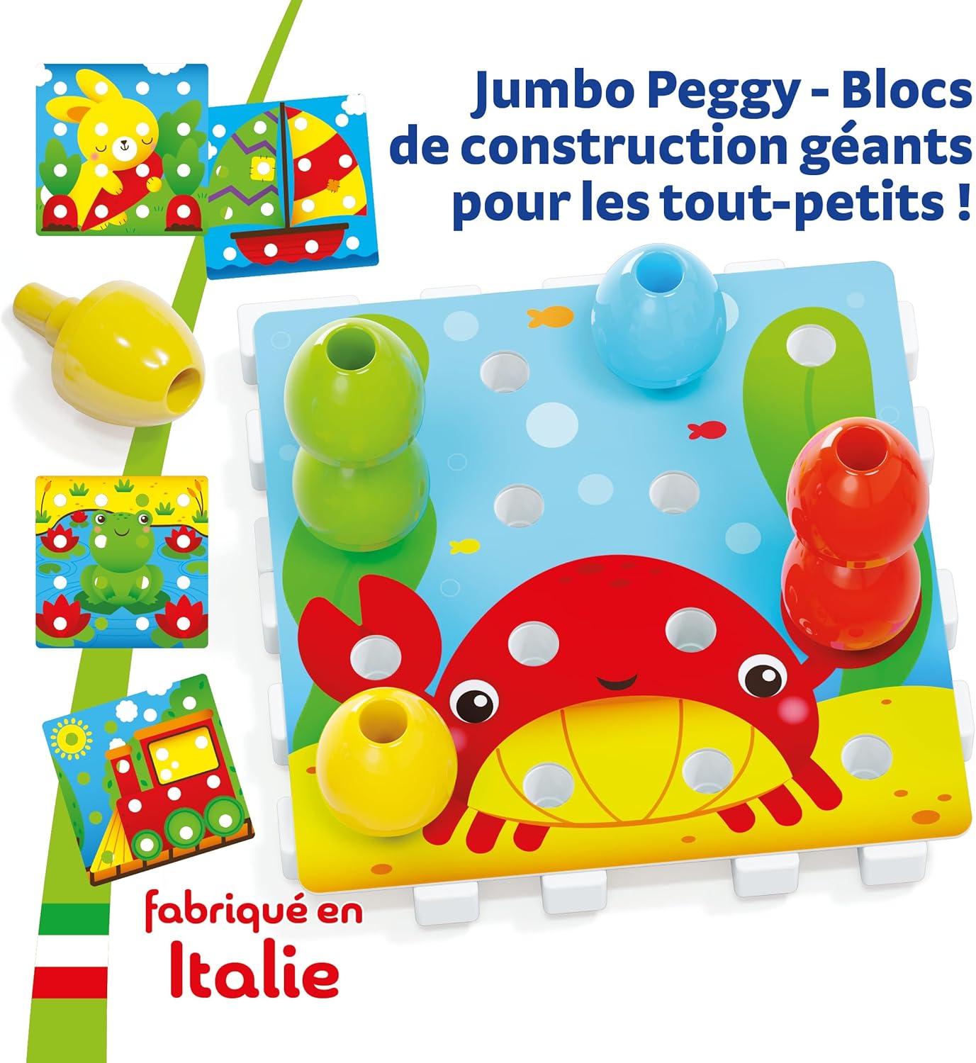 Detalle de Quercetti Jumbo Peggy, 20 pièces – Jeu de mosaïque et de construction Montessori pour enfants 2–5 ans