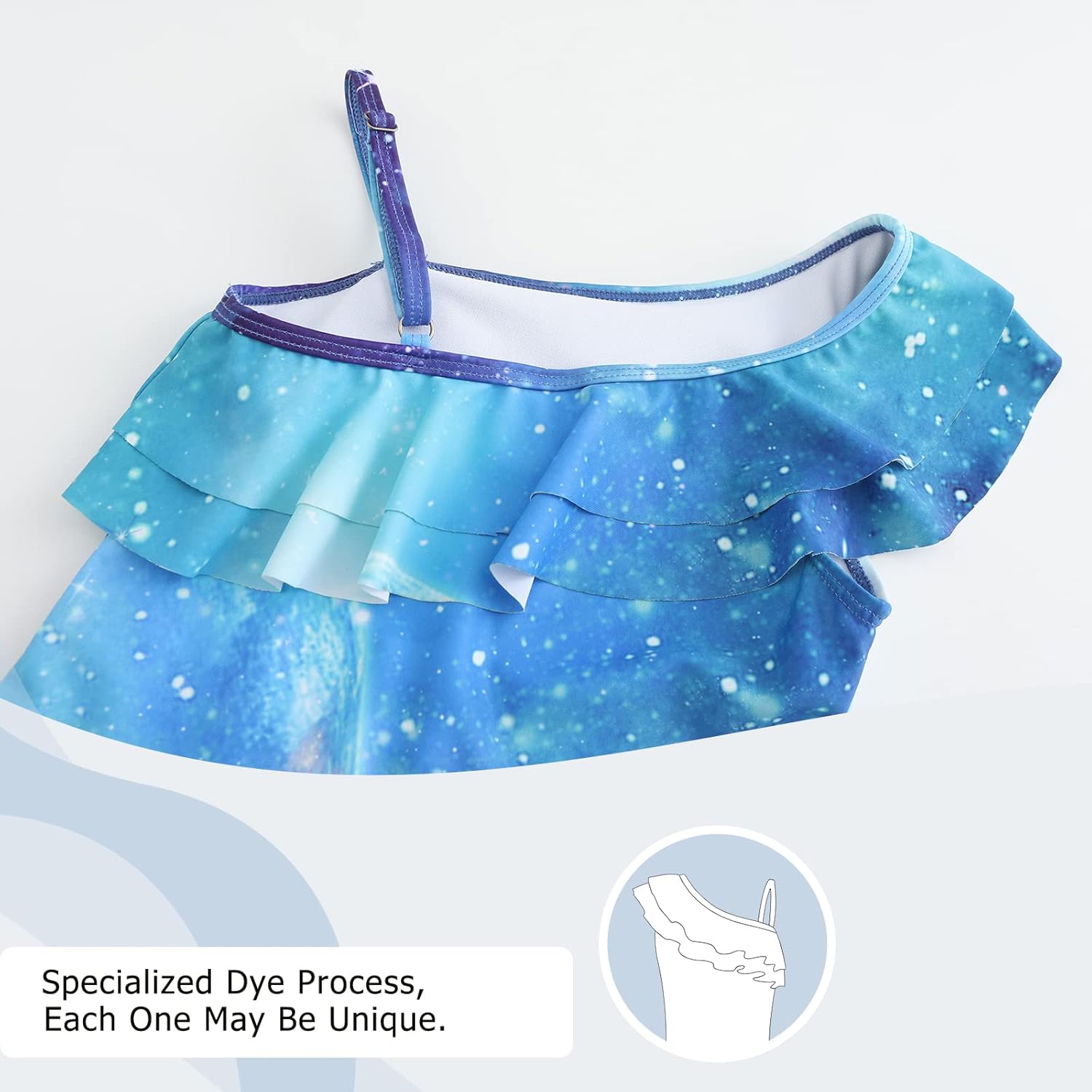 Thumbnail 3 de Aisyee Girls One-Shoulder Ruffle Mermaid-Style Swimsuit (3–16 Years)