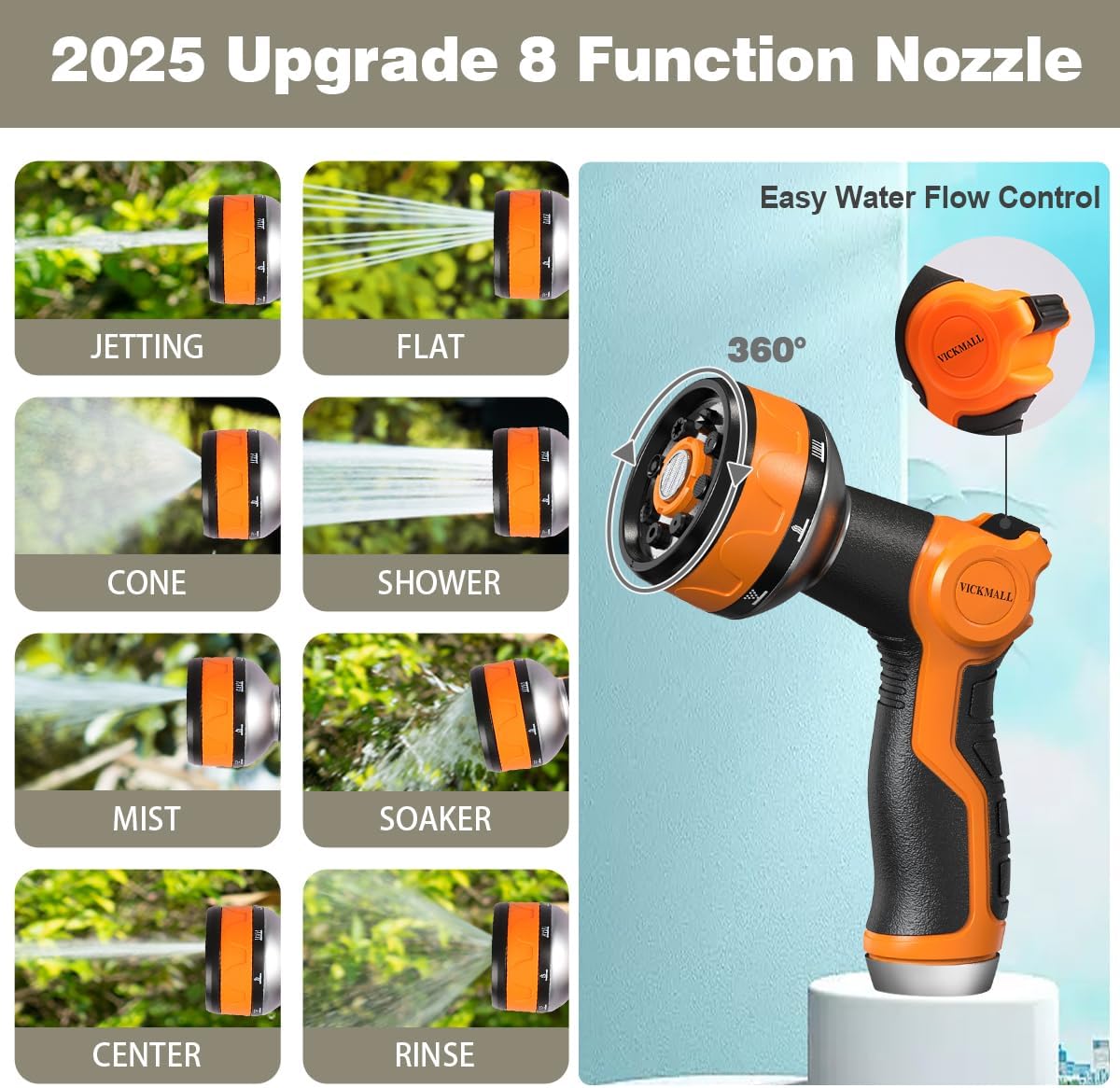 Detalle 2 de VICKMALL Hose Spray Gun 50 ft garden hose