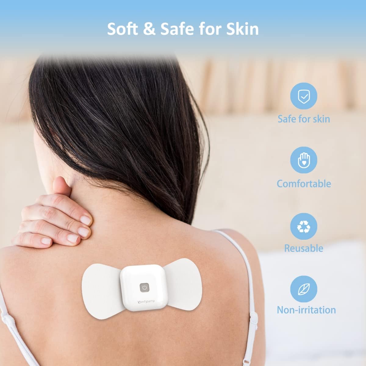 Detalle de Comfytemp Wireless TENS Machine Pads (4 Pack) – 5.1 x 2.4in Reusable Electrodes
