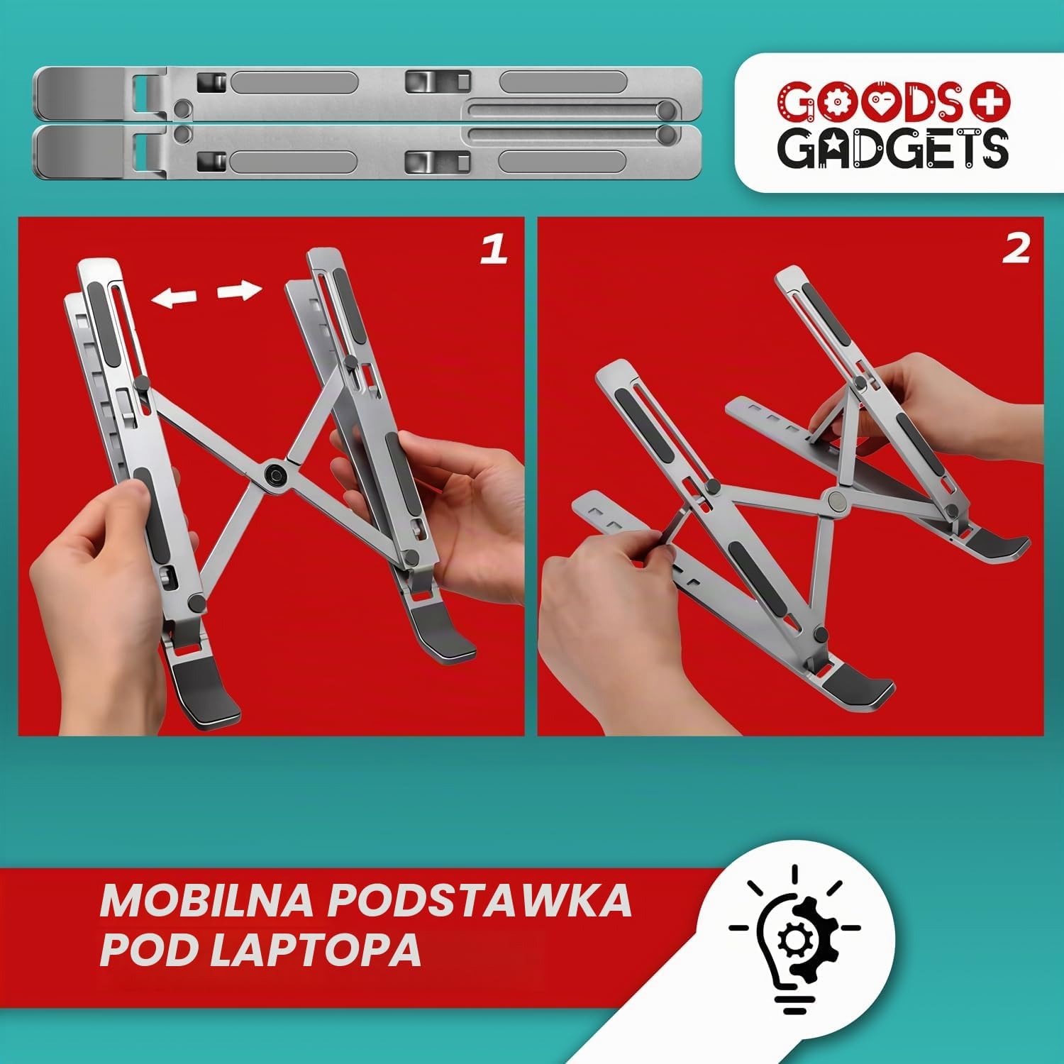 Thumbnail 2 de GOODS+GADGETS składana podstawka pod laptopa z aluminium, regulowana, 10–17″