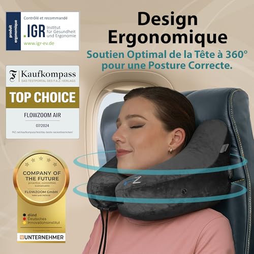 Detalle 2 de FLOWZOOM AIR, coussin de voyage gonflable à capuche, taille M