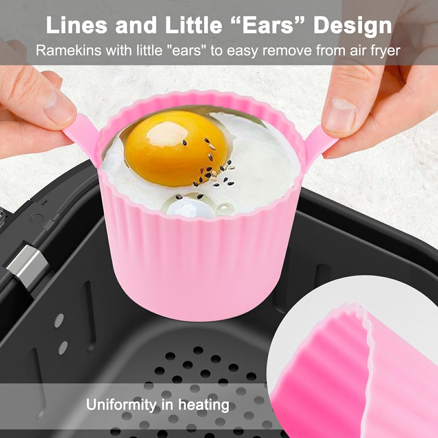 Thumbnail 3 de Lifhety AFEP001 Silicone Air Fryer Egg Poacher Cups, 170 ml, Set of 4