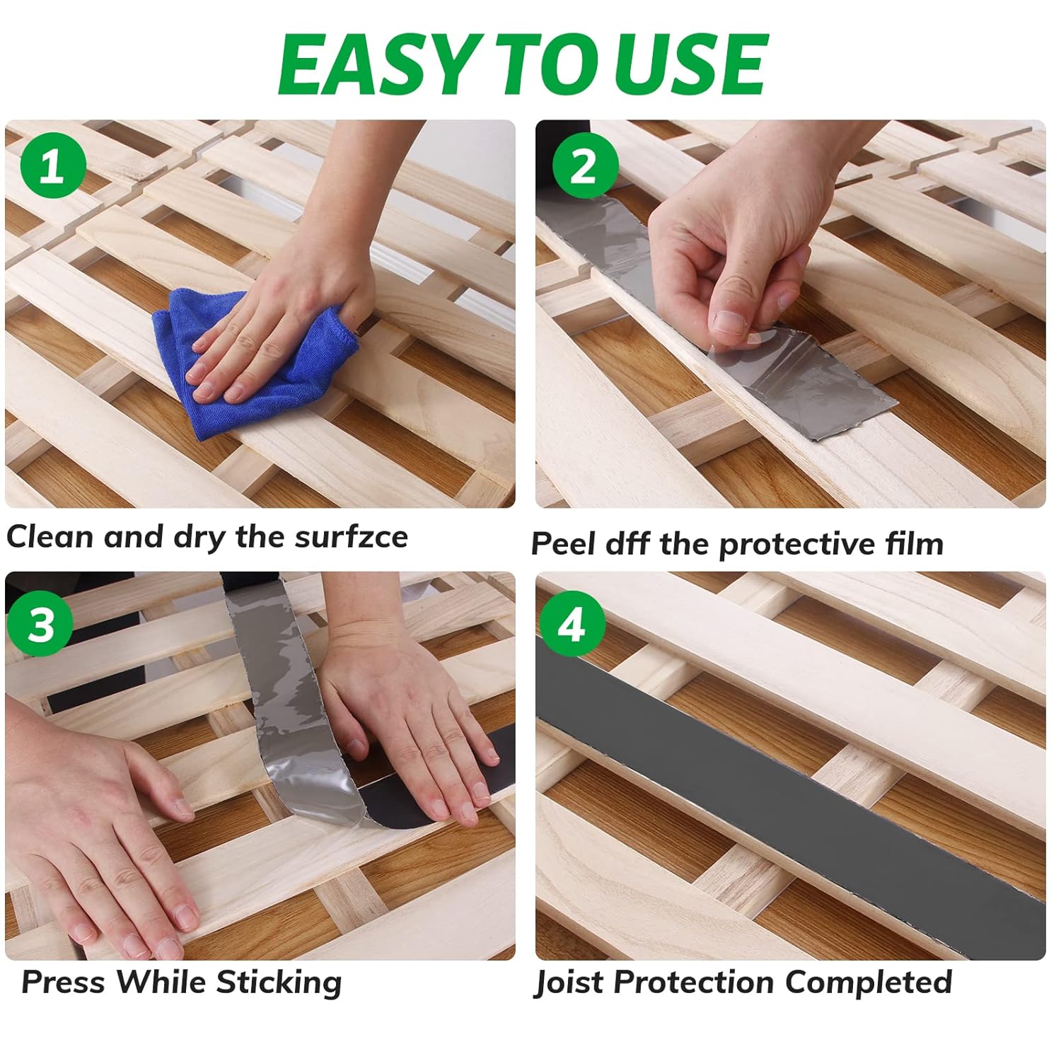 Thumbnail 6 de Felizshop Joist Tape for Decking (2" x 50') Butyl Waterproof Sealant Tape, Self-Adhesive Flashing Tape (8 Rolls) — Black
