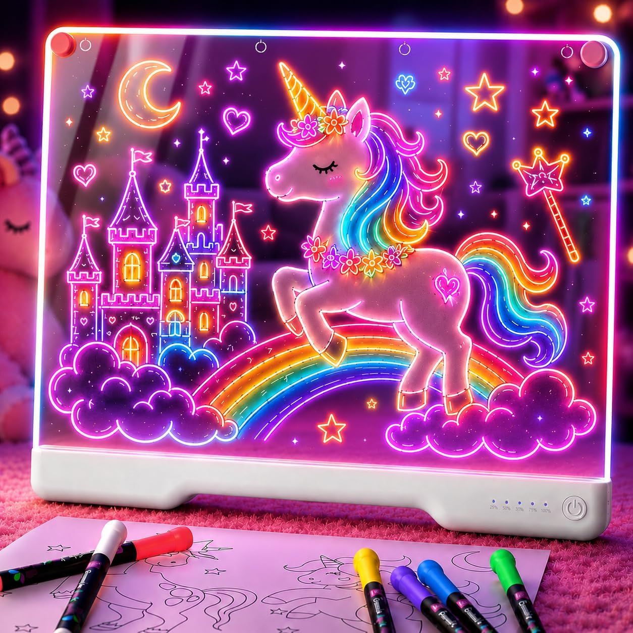 Detalle de Geokay E16 16-Inch Rechargeable LED Drawing Board with 9 Light Modes