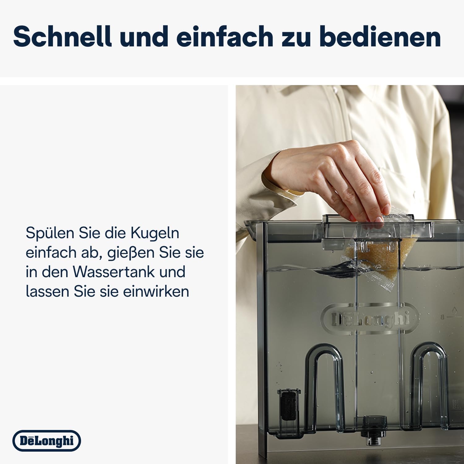 Thumbnail 2 de De’Longhi SoftBalls DLSC551 Antikalk-Kügelchen für Wassertank-Kaffeemaschinen – 2 Beutel