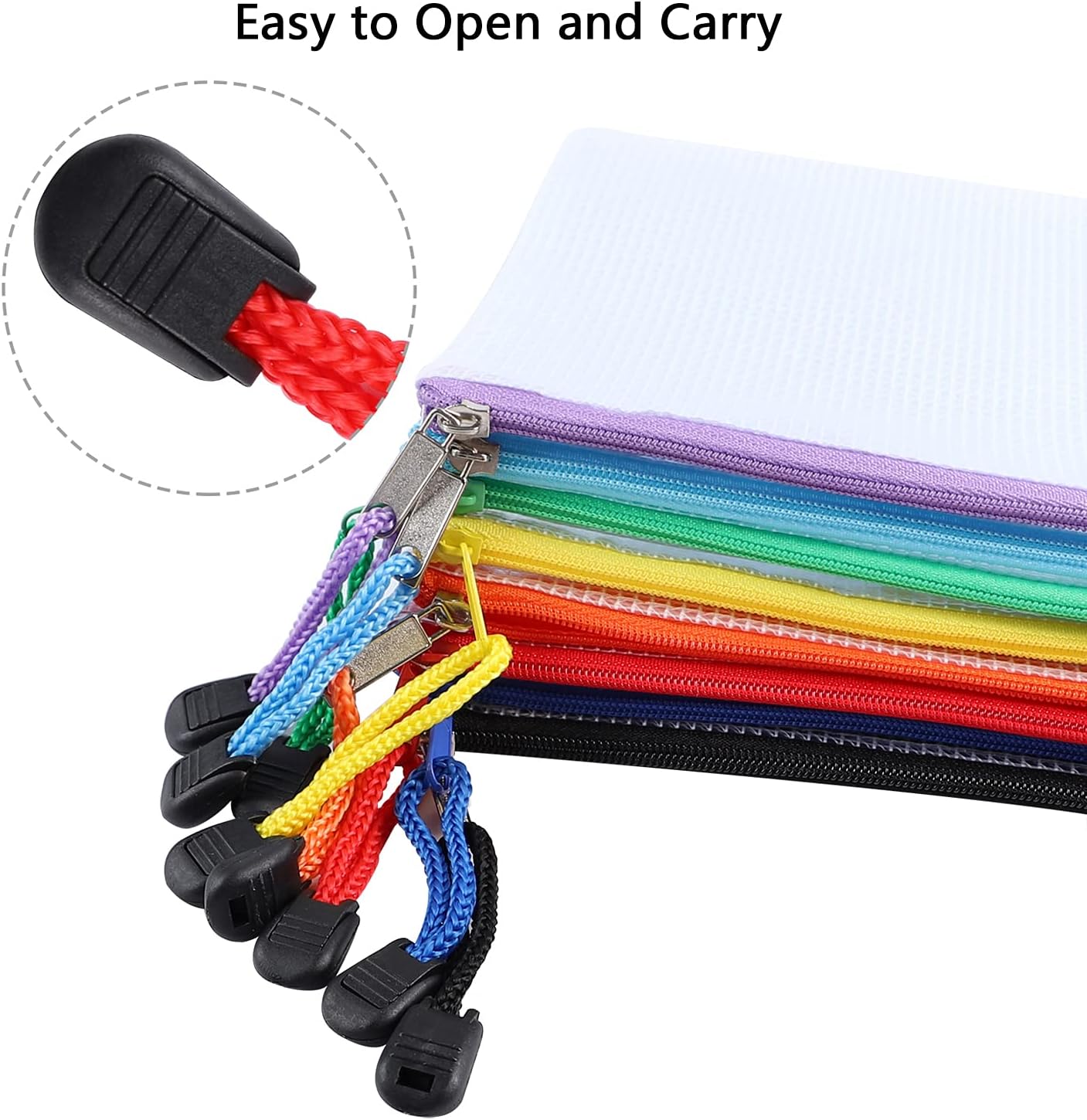 Detalle 2 de 24Pcs A6 Plastic Wallet Clear Pencil Case Mesh Document Bag in 12 Colours
