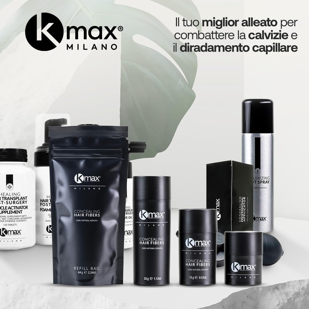 Detalle de Kmax Fibre cheratina per capelli 64 g – Polvere volumizzante capelli naturale