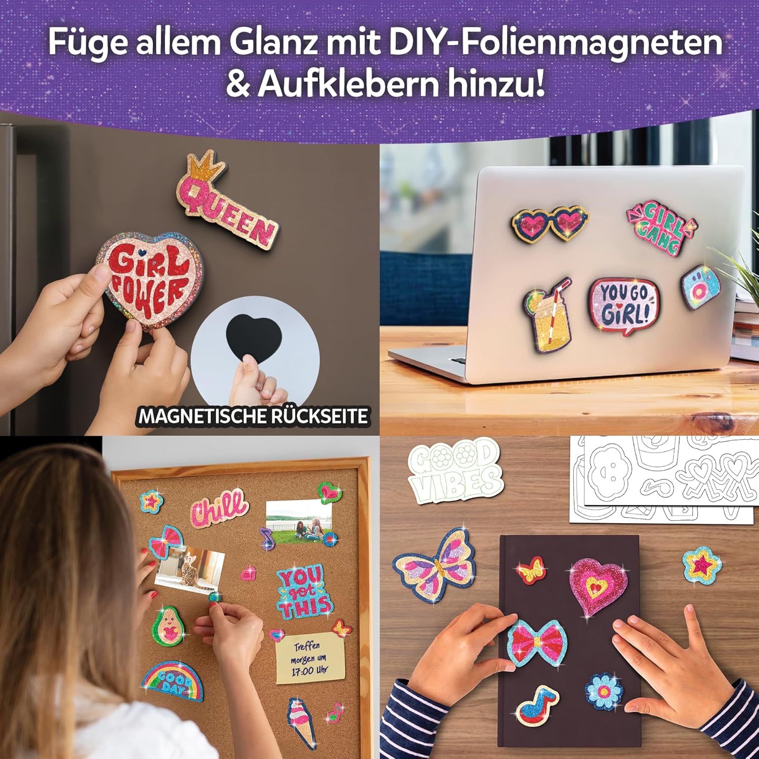 Detalle de Skillmatics Folienspaß – Girl Power: DIY Folienkunst-Magnet-Set (20+ Magnete, 60+ Schaumstoff-Aufkleber, 150 Folienbögen)