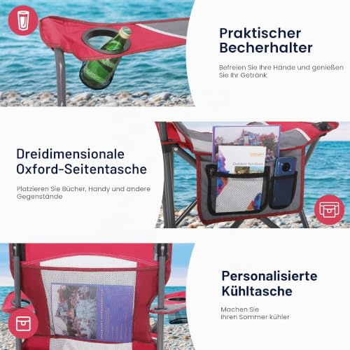 Detalle de HIGH POINT SPORTS Campingstuhl Faltbar Angelstuhl mit Mesh-Rücken – stabil, leicht und vielseitig