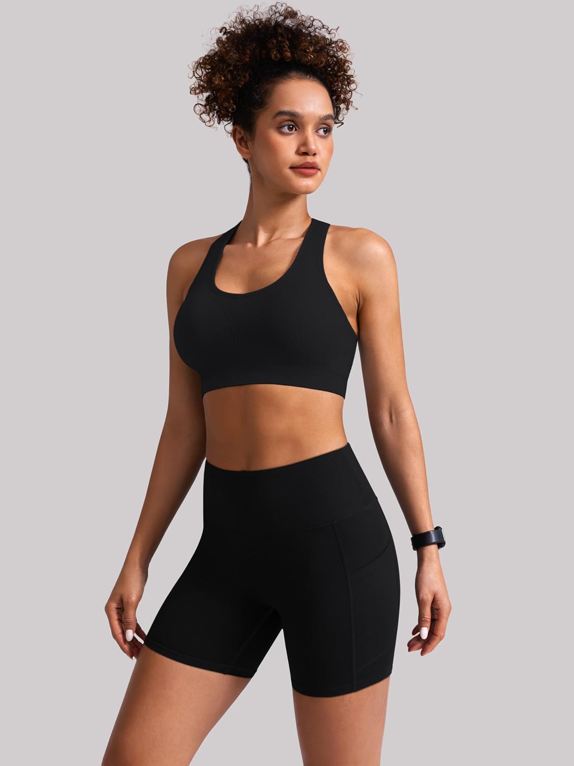 Detalle de AENLLEY Women's High Waisted Cycling Shorts 4 Pack with Pockets