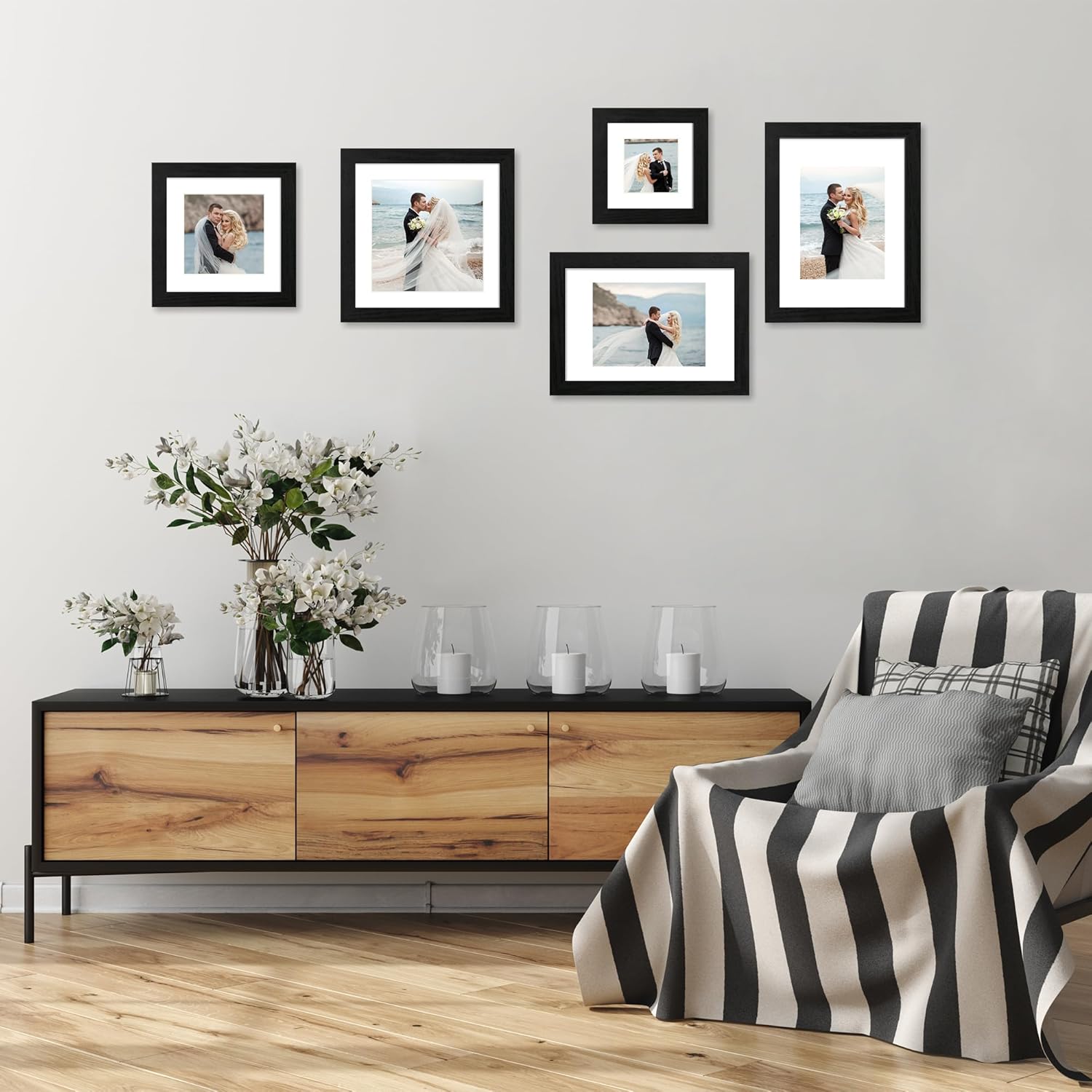 Detalle de iRahmen 11x14 Picture Frame Set of 4 with Tempered Glass in Rustic Black MDF Frames