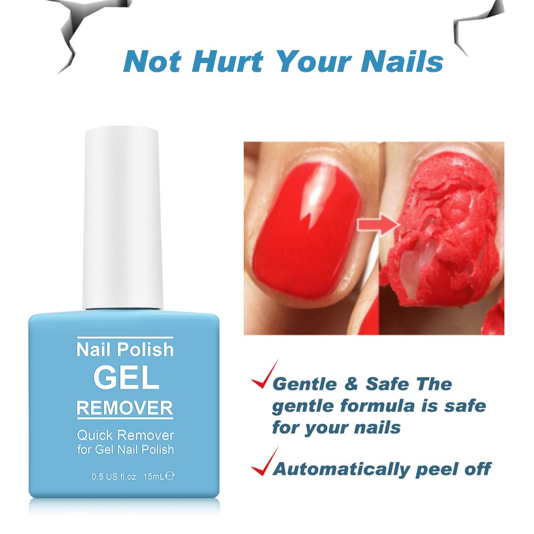Detalle de 2 Pack Gel Nail Polish Remover (Magic Gel Polish Soak-Off) with Cuticle Pusher and Nail Scraper
