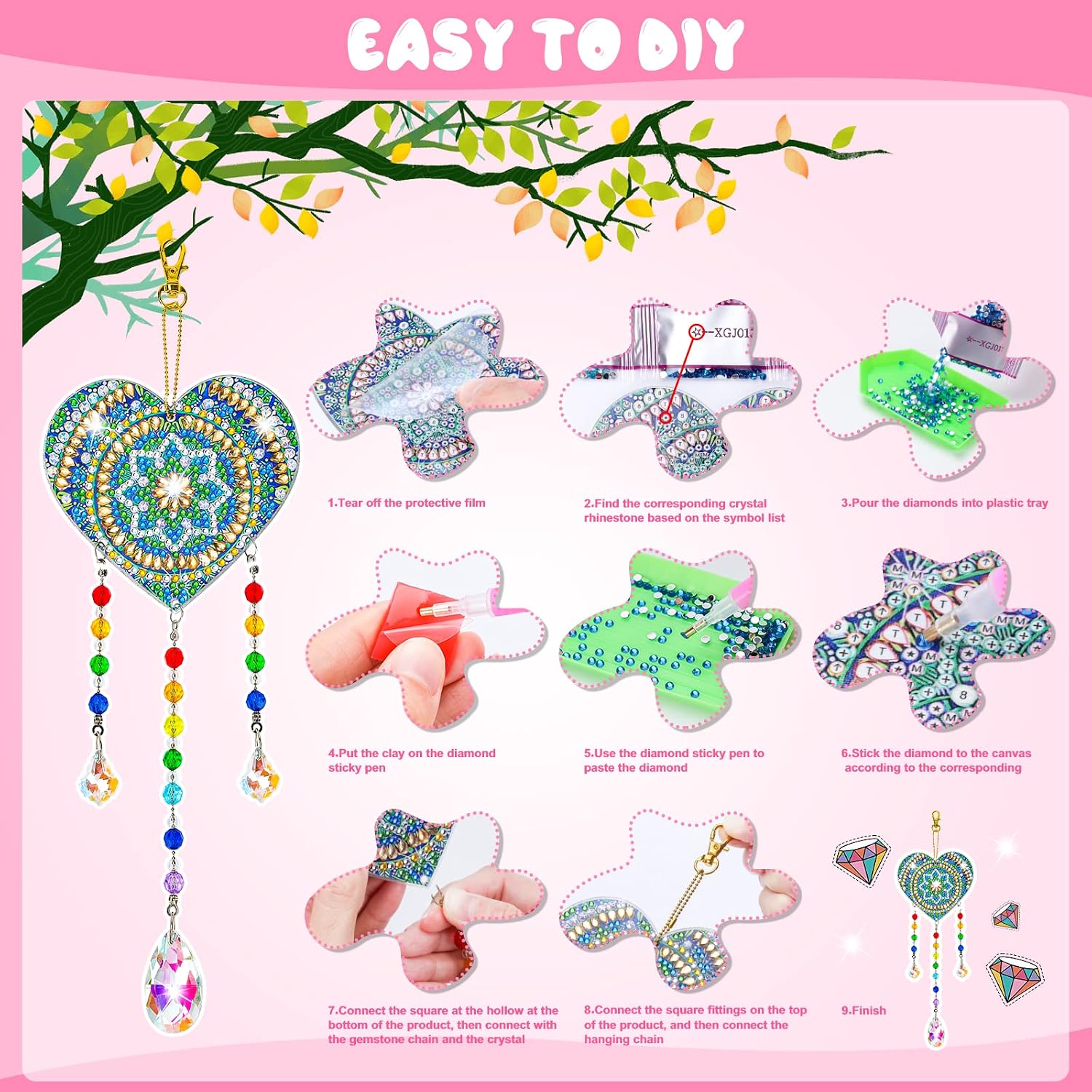 Detalle 2 de DIY Diamond Wind Chimes Craft Kit for Kids
