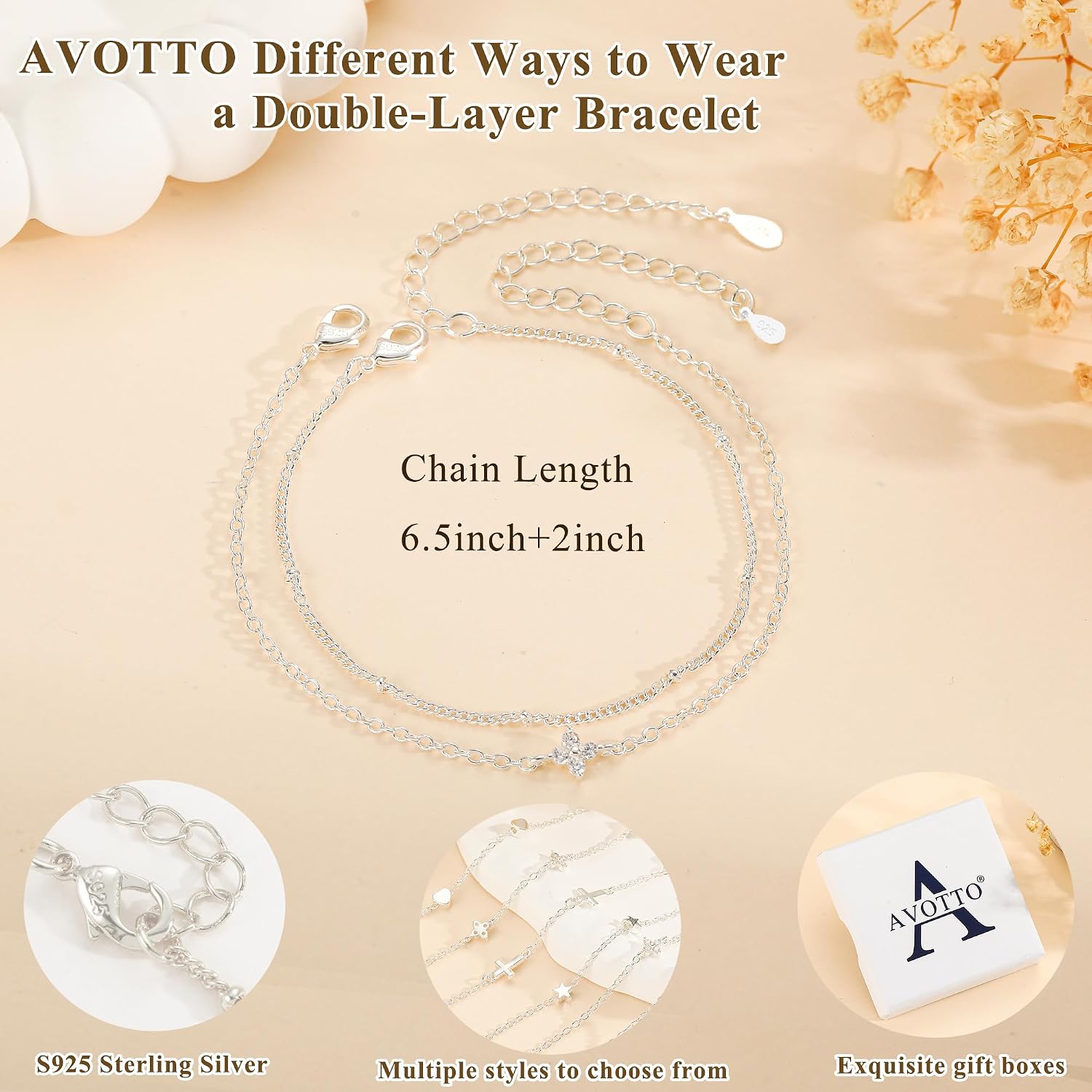 Detalle 2 de Avotto Silberarmband 16,5 cm aus 925 Silber