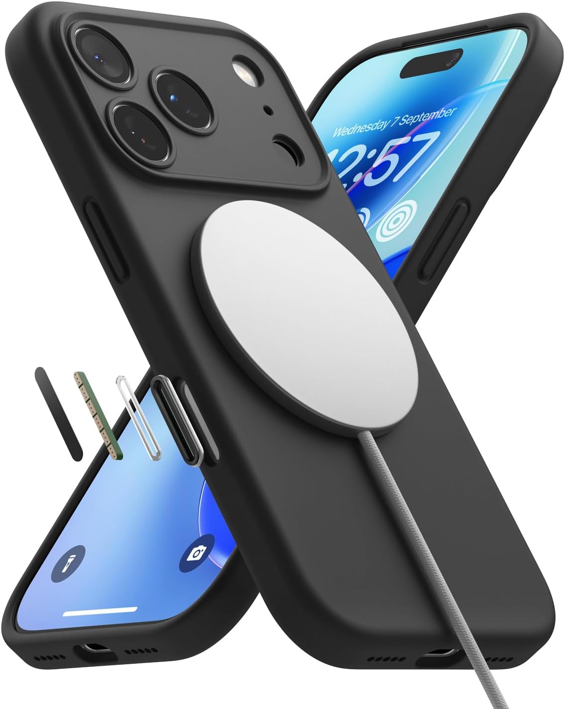 Detalle de Ringke Silicone Magnetic for iPhone 17 Pro Case – MagSafe compatible, Black