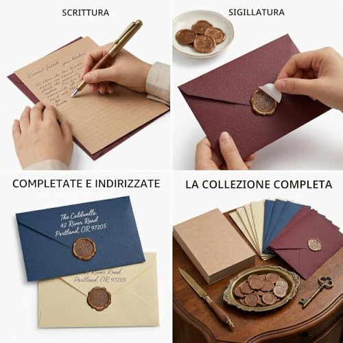 Thumbnail 4 de YEDOUALE Set di cancelleria vintage da 50 pezzi con buste in lino e carta A5