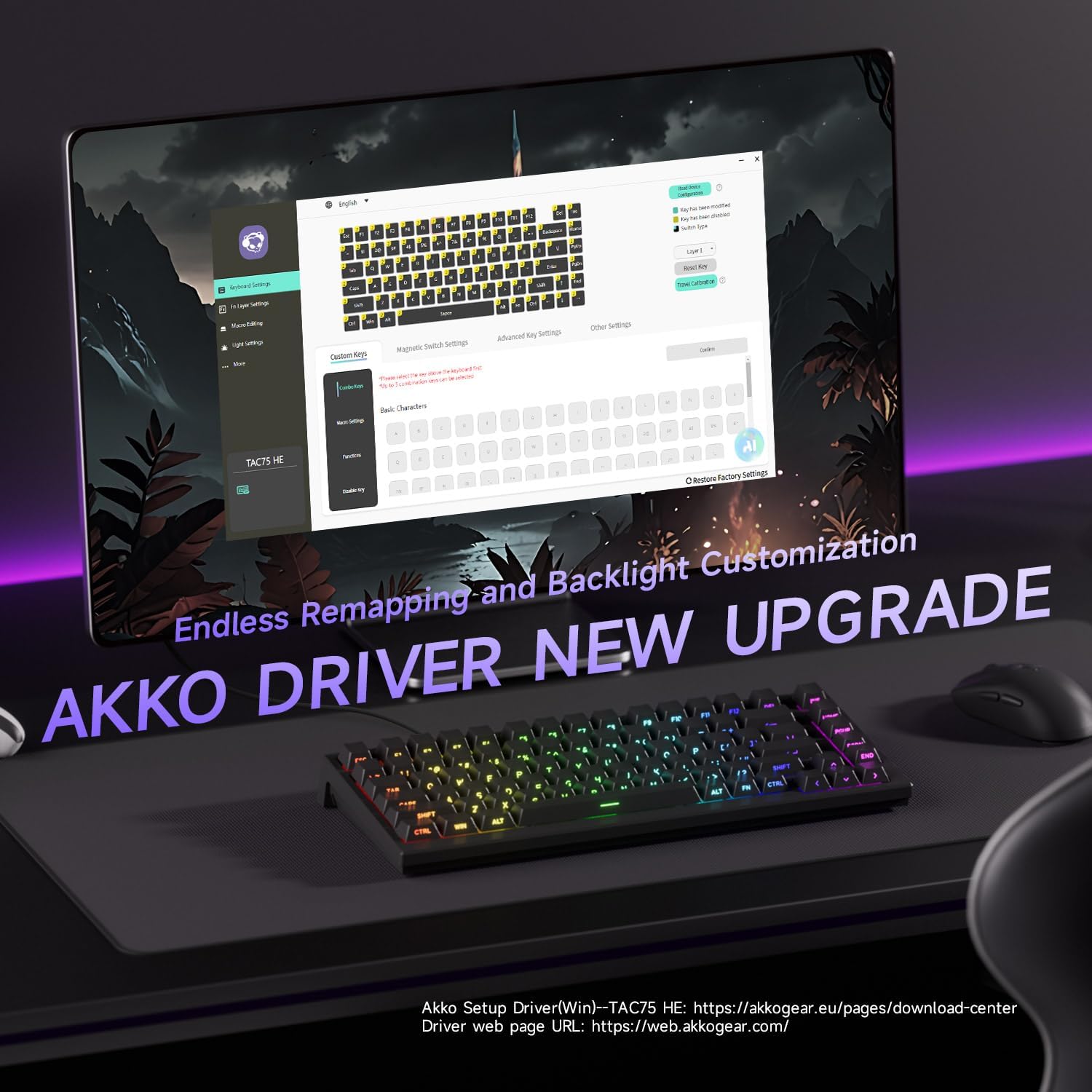 Thumbnail 5 de Akko TAC75 Rapid Trigger Wired Gaming Keyboard with Hall Effect Magnetic Switch