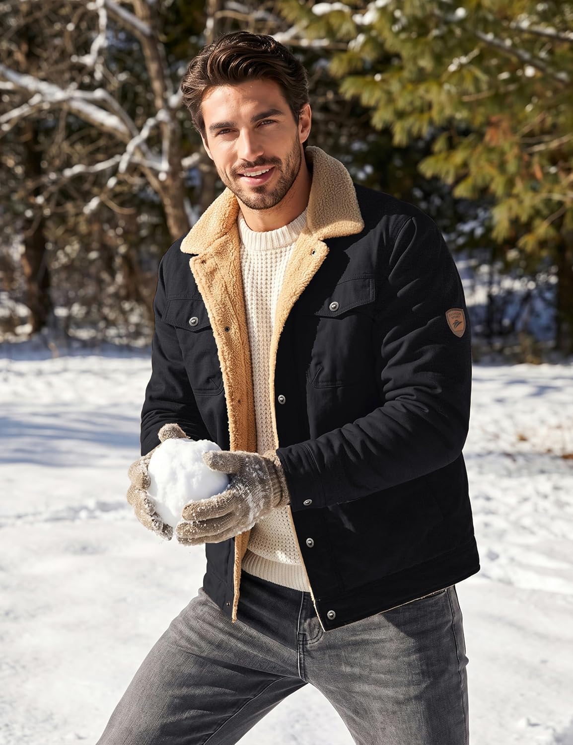 Detalle 2 de MAGNIVIT MT-378 Men's Cotton Sherpa-Lined Winter Jacket, 5 Pockets