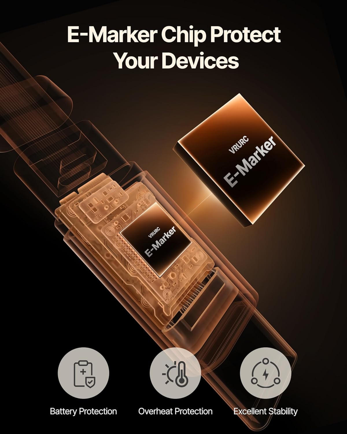 Thumbnail 5 de VRURC Retractable USB-C Charger Cable (240W Fast Charging, 3.3 ft) with Mag Snap Storage